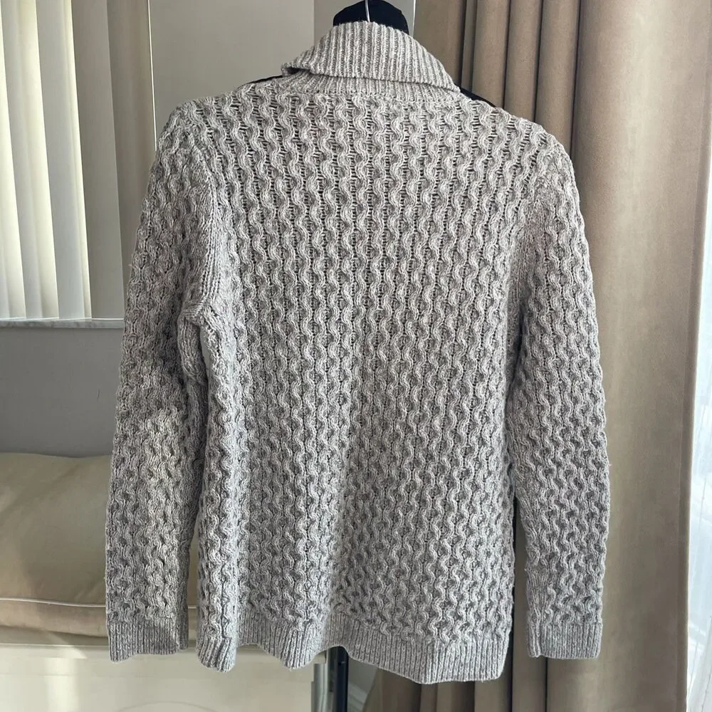 Lands' End Drifter Cable Knit  turtleneck sweater in Mottled grey M